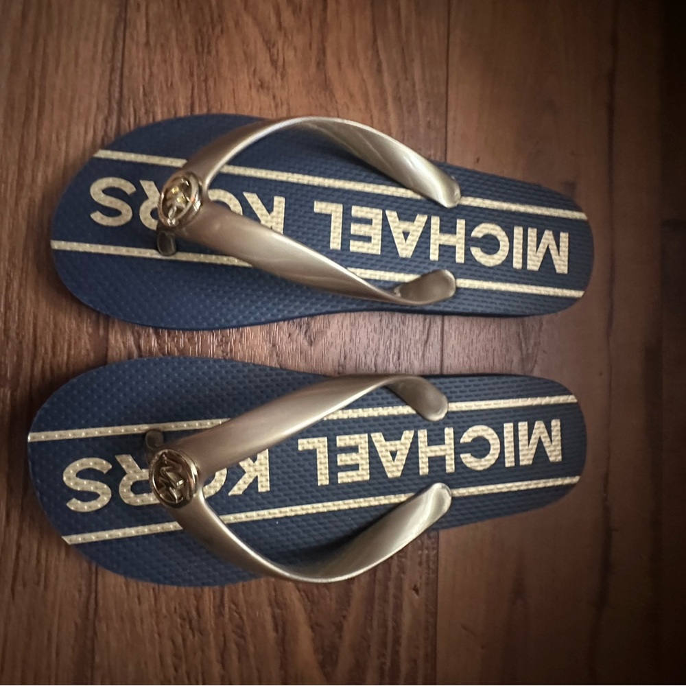 Michael Kors Navy and Gold Sandals